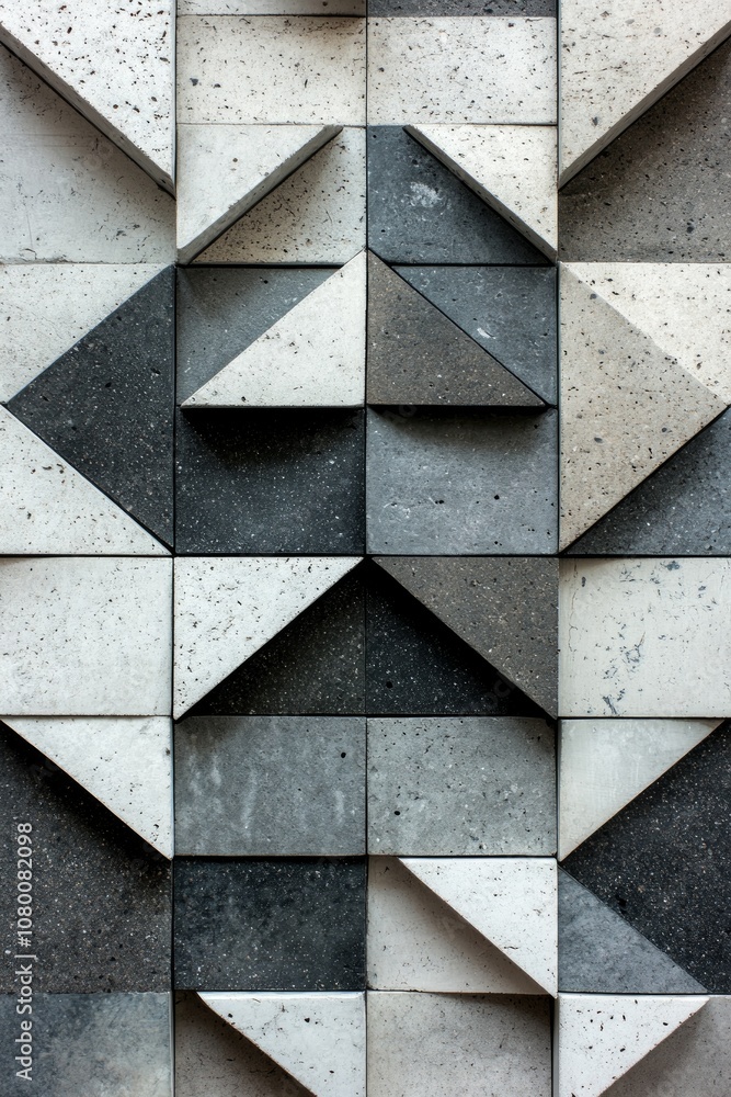 Poster a striking composition of triangular and rectangular concrete tiles forms a geometric pattern in sha
