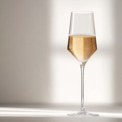 Close-up of a beautiful wineglass filled with white wine