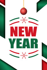 Vertical new year postcard with different elements white background