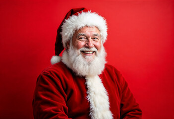 Naklejka premium Santa Claus with a joyful smile, perfect for holiday promotions and festive ads.
