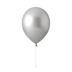 silver helium balloon. Birthday balloon flying for party and celebrations. Isolated on white background. Generative AI