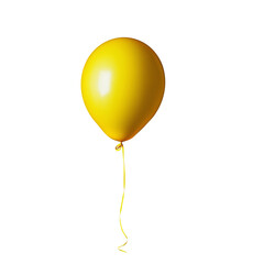 yellow helium balloon. Birthday balloon flying for party and celebrations. Isolated on white background. Generative AI