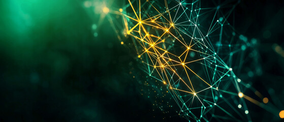 Obraz premium Complex Geometric Forest with Neon Green Outlined Shapes