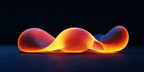 3D glowing abstract shapes on black