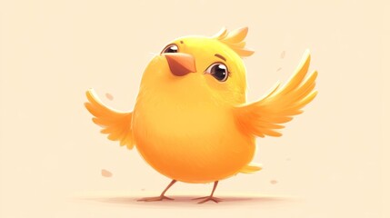 Cute Yellow Bird Illustration - Digital Art