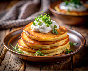Traditional Cheese Blini Serving