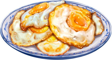 Fried Eggs on a Plate Illustration