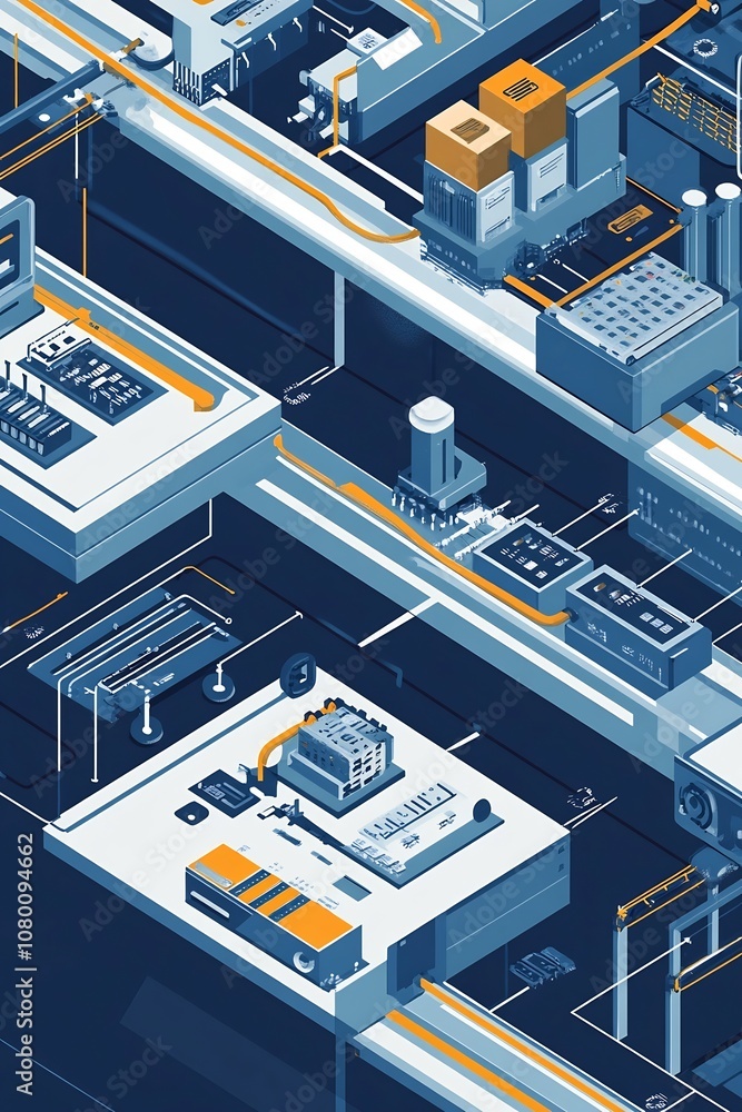 Poster detailed schematic diagram of cutting edge control system with advanced circuits sensors and