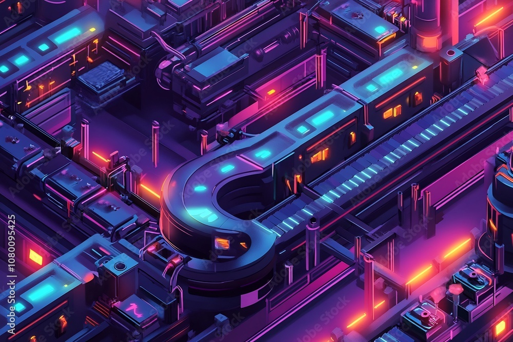 Poster a vibrant technologically powered production line with precision engineered components and