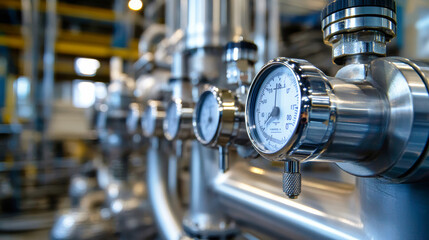 Fototapeta premium An engineer examines industrial equipment conditions with precision sensors and instruments in a manufacturing facility