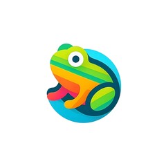 Fototapeta premium Simple, minimalist, colorful logo of a frog.