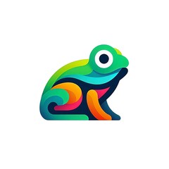 Naklejka premium Simple, minimalist, colorful logo of a frog.