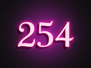 Pink glowing Neon light text effect of number 254.	