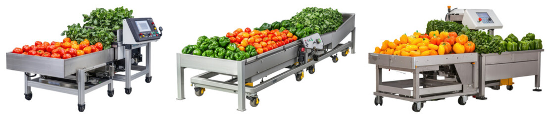 Vegetable sorting process warehouse machinery industrial side view efficiency in food processing