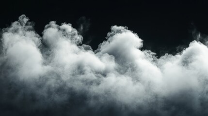 Soft white cloud with delicate edges, hovering on a black background, highly detailed and billowy, no people, no text, no brand logo, no brand name, one color background 