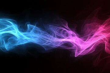 Fototapeta premium Abstract pink-blue frequency signal waves on dark background.