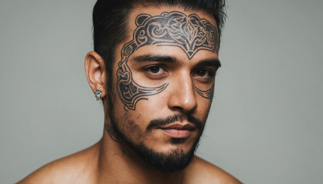 man with tattoo on his face