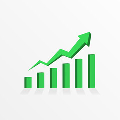 Rise up green arrow with stock trading chart