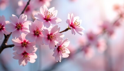 Obraz premium Blooming beauty A closeup of delicate pink cherry blossoms