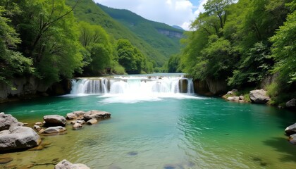 Naklejka premium Epic Waterfall in a Hidden Canyon