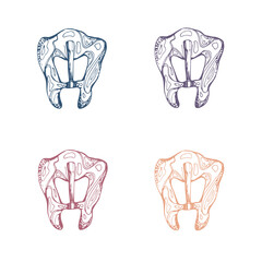 Clothing fasteners buckles clasps clips, sewing craft supplies. Hand drawn ink vector illustration. Set of objects isolated on white background. Design atelier, tailor, hobby shop, fashion boutique