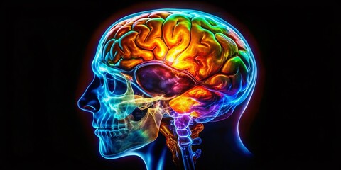 Naklejka premium AI Generated MRI Brain Atrophy - Neurodegenerative Diseases