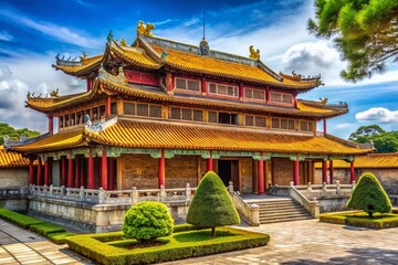 Obraz premium AI Photo: 18th-19th Century Hue Royal Palace, Vietnamese Architecture, Classical Chinese Influence