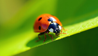 Fototapeta premium Close-up of a ladybug on a leaf