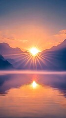 Naklejka premium Self improvement personal growth goal Serene Sunset Over Calm Lake for Personal Reflection