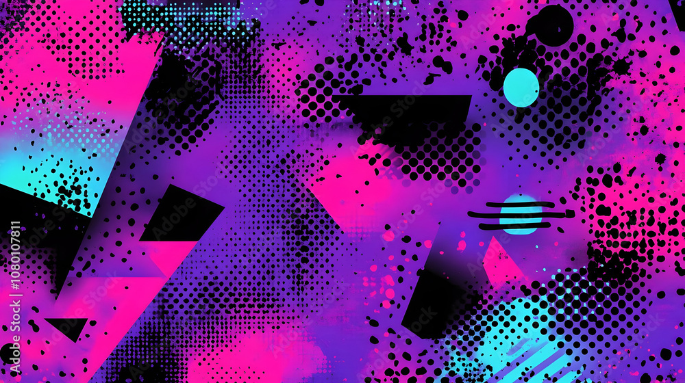 Poster abstract background with geometric shapes and dots