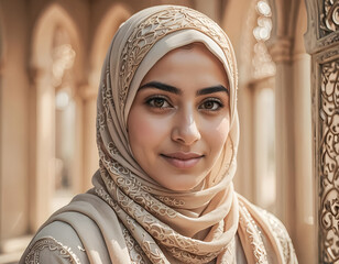 Young arab woman in hijab close up