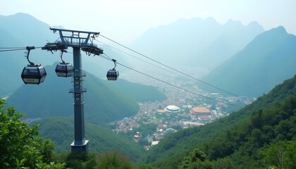 Fototapeta premium Suspended in the sky a journey through the mountainous landscape