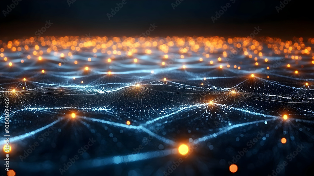 Poster abstract background with glowing particles