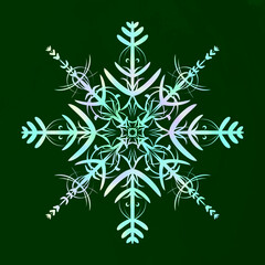 Green color  background and snowflake winter pattern 