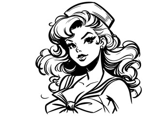 sailor pinup girls with iconic vintage charm black vector
