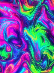 Obraz premium abstract swirl neon bright chaotic lines pattern psychedelic euphoria energy green blue purple background texture 