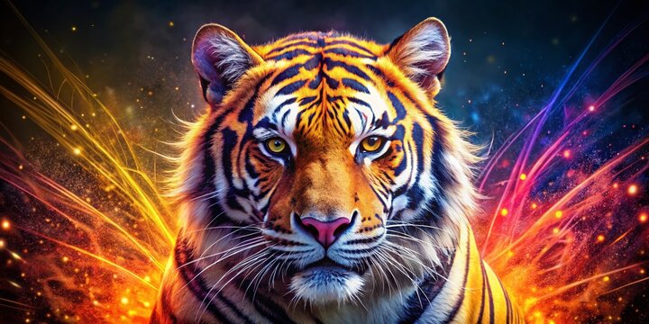 Fearsome AI tiger mascot, fierce & powerful, embodies sport team spirit.