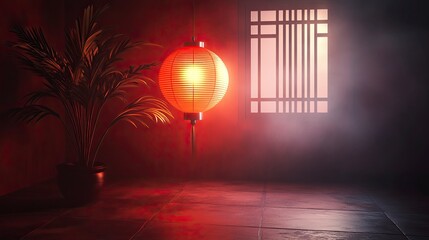 Red lanterns, red background, 3D, advanced, best picture quality, bright picture. generative ai