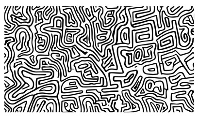 abstract maze-inspired pattern design in line art black vector