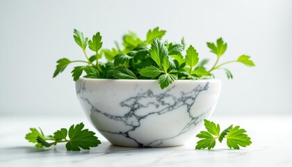 Fototapeta premium Fresh and vibrant A touch of nature in a marble bowl