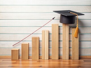 Graduate Tuition Fees: Minimalist Wood Graph & Graduation Cap