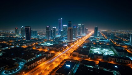 Fototapeta premium Bright City Lights at Night