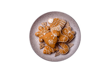 Homemade Christmas gingerbread cookies made as sweets