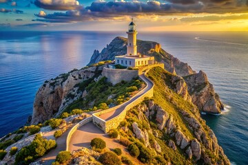 Mallorca Lighthouse Aerial Macro, Serra de Tramuntana Cliffs