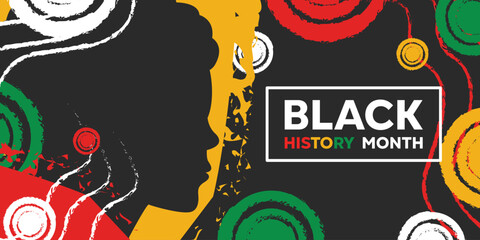 Black History Month. Abstract and human. Great for cards, banners, posters, social media and more. Black background. © juandy