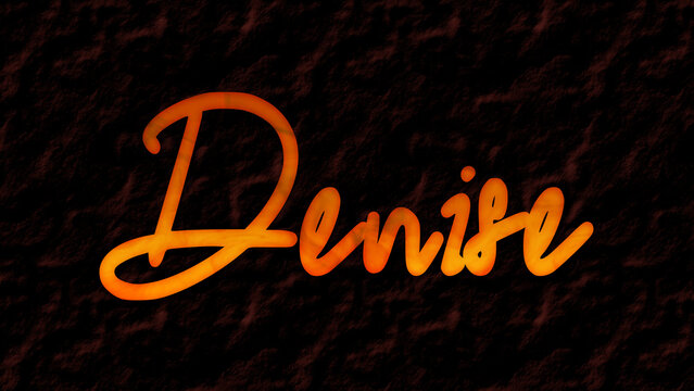 3D fire text effect of name Denise on dark background.