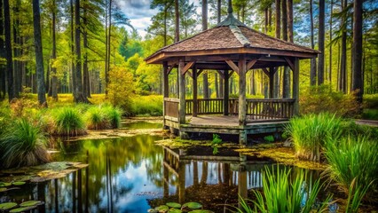 Old Wooden Gazebo on Swamp - Rule of Thirds Photography