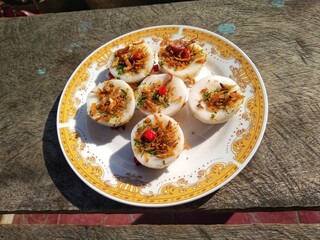 Traditional Indonesian food, this typical Palembang gandus cake is made from rice flour