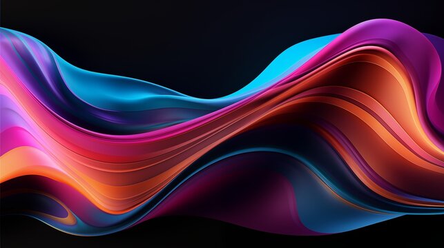 Fototapeta Abstract glossy waves background pattern. Blue purple waves texture background wallpaper. Dark digital artistic artwork raster bitmap illustration. Graphic design art. AI artwork.