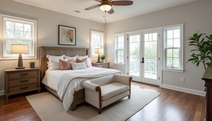 Fototapeta premium Cozy bedroom with a view